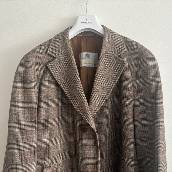 VTG Aquascutum England Showerproof Wool Glencheck Balmacaan Overcoat 40-42/Large - Picture 1 of 16